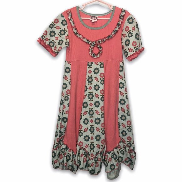 Lilli Lovebird Other - Lilli Lovebird 8 Ruffle Dress Floral Knit Coral